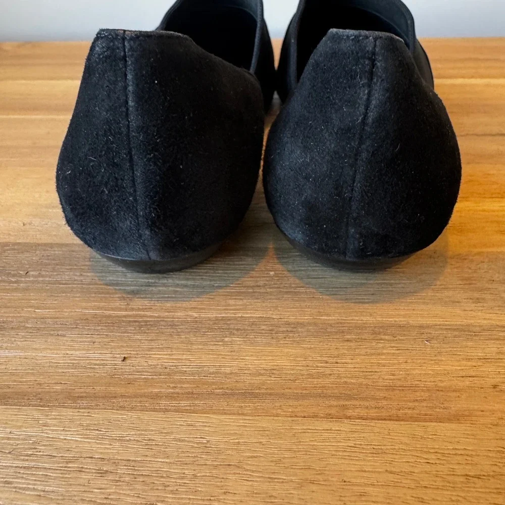 Eileen Fisher Women 6.5‎ Black Suede Pointed Toe d'Orsay Flats Elastic Strap
